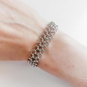Kettenarmband | Verstellbar | Edelstahl | Silberfarben | Handgefertigt | Versandfertig