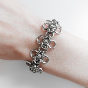 Kettenarmband | Einstellbar | Edelstahl | Silberfarbe | Handgefertigt