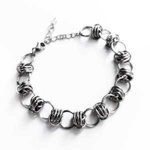 Kettenarmband | Einstellbar | Edelstahl | Silberfarbe | Handgefertigt