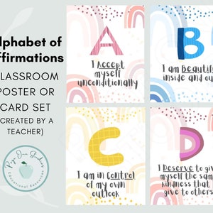 Alphabet der Affirmationen - Klassenzimmer Wellness Poster für Selbstfürsorge, positive Selbstgespräche und sozial emotionale Lernprogramme