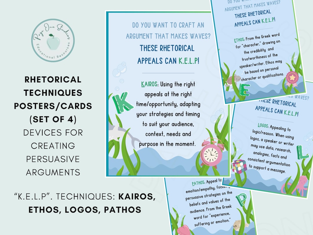 Rhetorical Appeals (logos, Ethos, Pathos, Kairos) Classroom Posters for ...