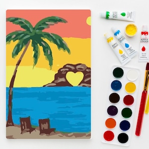Love in Paradise Paint by Numbers Kit: Relaxing DIY Art Set for Adults & Kids