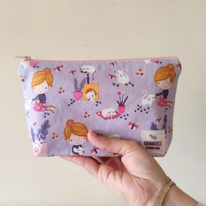 Borsa per il trucco in cotone fatta a mano - Borsa da viaggio con cerniera, organizer per cosmetici, regalo perfetto per la mamma, per lei o per lui, elegante borsa da toilette