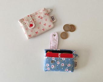 Handmade Cotton Keyring Card Holder - Snap Closure, 4 Card Slots