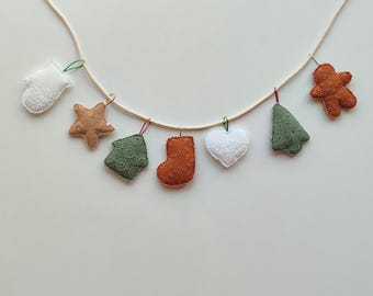 Guirlanda natalina colorida, decoração de Natal acolchoada, bandeirolas personalizáveis.