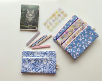 Handmade Floral Cotton Pencil Case - Multi-Pocket Stationery Organizer