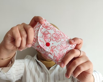 Portafoglio bifold floreale - Porta carte con bottone automatico in tessuto vegano fatto a mano