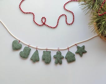 Christmas Pine Tree Garland, Festive Mantle Decoration, Padded Bunting