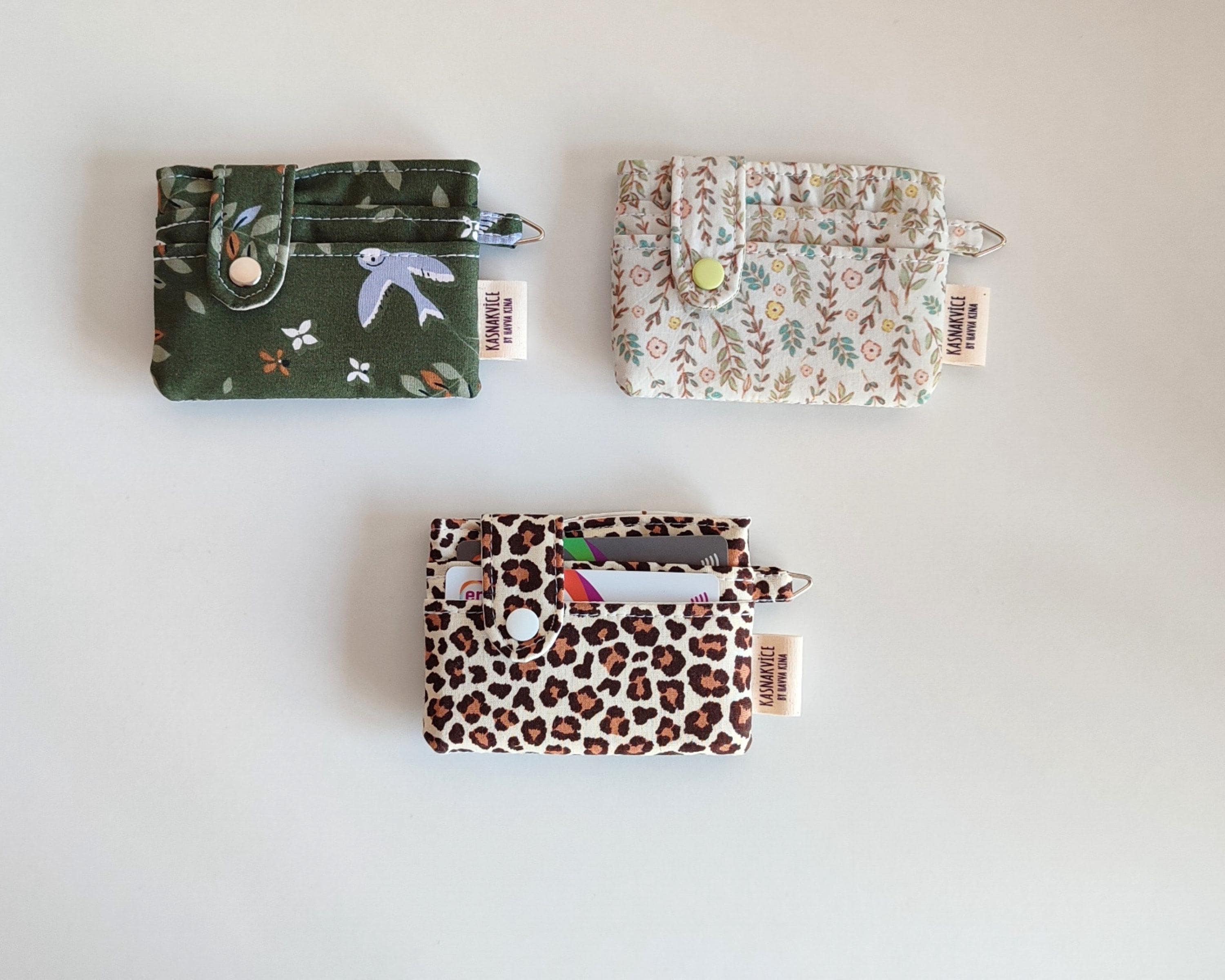 Handmade Cotton Card Holder with Keychain: Eco-Friendly Snap Wallet