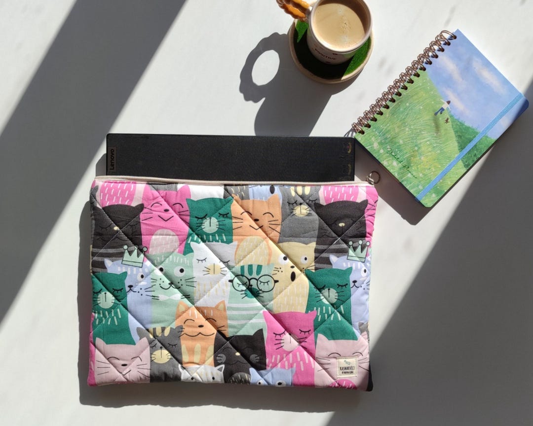 Colorful Cats Laptop Sleeve, Computer Protection Case, Quilted Tablet ...