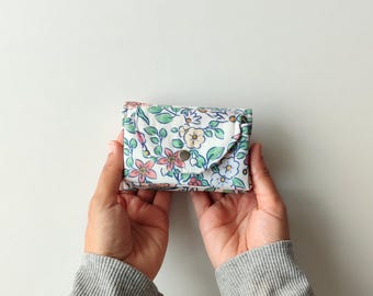 Gebloemde katoenen portemonnee, creditcardhouder, portemonnee van veganistische stof