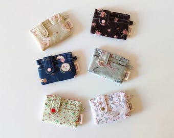 Handmade Cotton Card Holder: Minimalist Wallet with Snap & Keyring