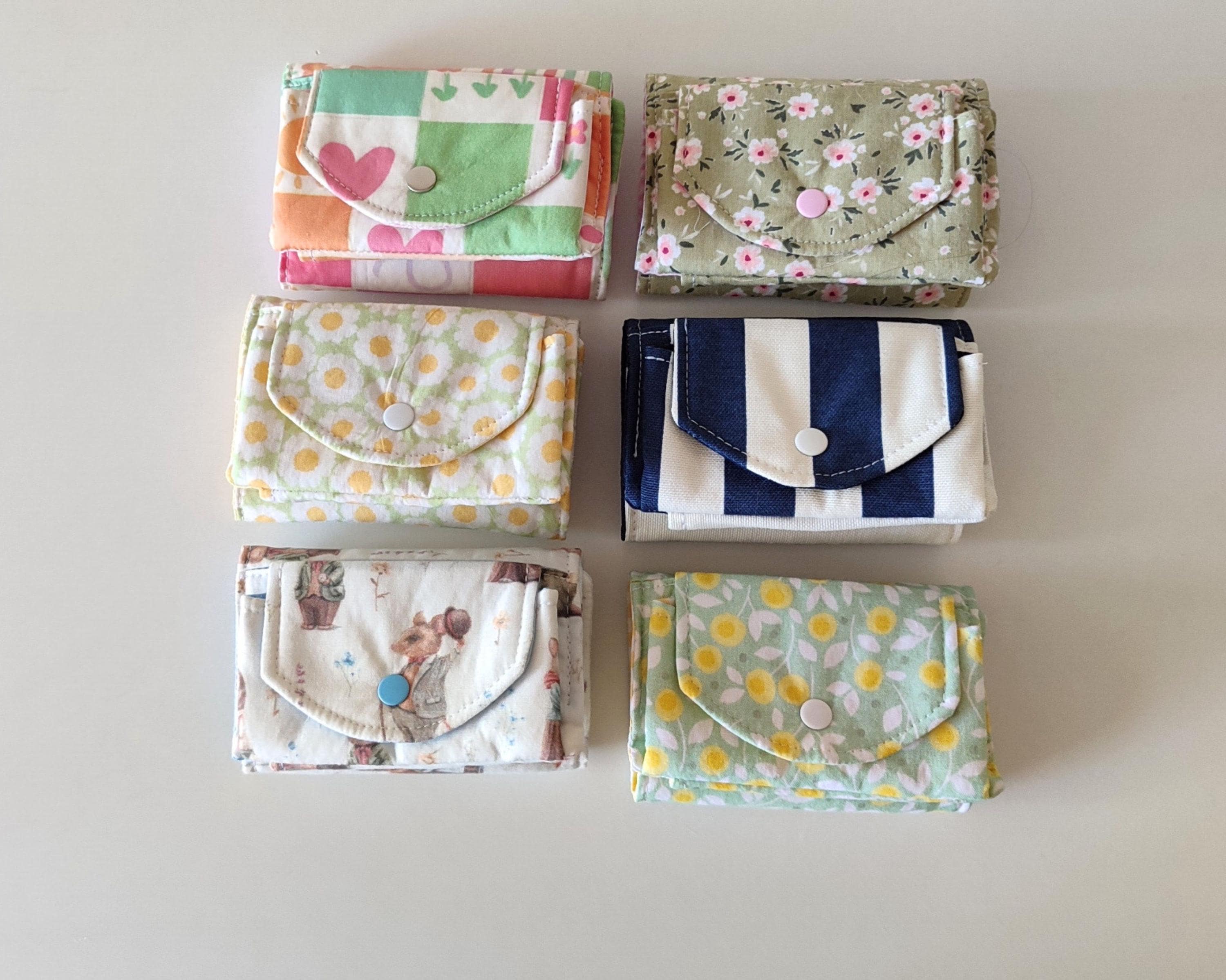 Portafoglio bifold fatto a mano - Porta carte in cotone con tasca portamonete a scatto