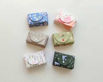 Portafoglio bifold fatto a mano con chiusura a scatto in cotone