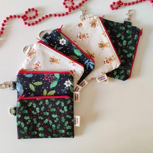 Portachiavi mini vegano fatto a mano - Portamonete con cerniera, porta carte, ciondolo per borsa, astuccio portachiavi - regalo di Natale perfetto per amici e mamme