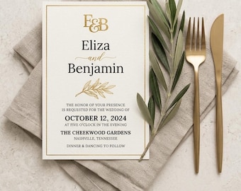 Canva Wedding Invitation Template Bundle | Editable Minimalist Wedding Suite, Modern Luxury Wedding Invite Set, Instant Download Printable