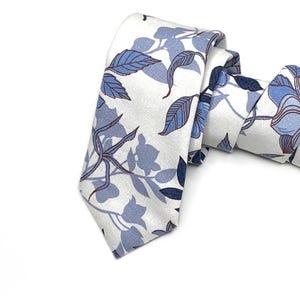 DUSTY BLUE Floral Tie, White floral Necktie , Blue Wedding Necktie , Bow Tie , Suspenders , Pocket square , Kids tie and bow tie