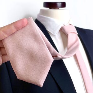 Dusty Rose Linen Tie , Ballet Pink Wedding Necktie , Groomsmen Ties , Bow Tie , Suspenders , Pocket square , Kids tie and bow tie