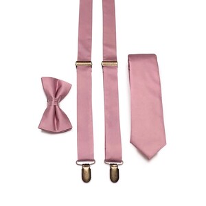 SILK QUARTZ Necktie , Dusty Rose Wedding Mauve Silk Tie, Groomsmen Ties , wedding gifts, Bow Tie ,Suspenders , Pocket square ,Kids tie