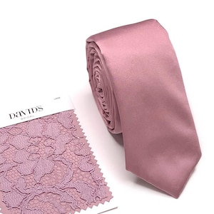 SILK QUARTZ Tie , Dusty Rose Skinny Men&#39;s Wedding Tie, Groomsmen Tie, David&#39;s Bridal , Wedding Gift, HandMade, Personalization