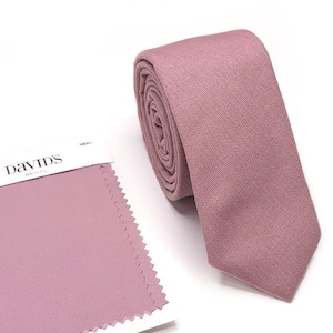 QUARTZ Linen Necktie , Dusty Mauve Skinny Men&#39;s Wedding Tie, Groomsmen Tie, David&#39;s Bridal , Wedding Gift, HandMade, Personalization