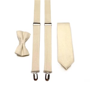 CHAMPAGNE Linen Necktie , Nbchampagne Wedding Necktie ,Groomsmen Ties , Bow Tie , Suspenders , Pocket square , Kids tie and bow tie