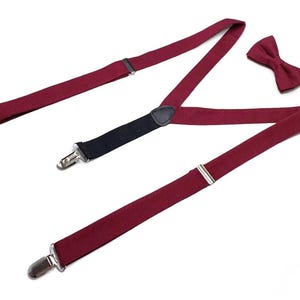 Burgundy Suspenders & Bow tie, Maroon Ring Bearer Outfit, Page Boy, Groomsmen, Wedding, Baby, Toddler, Men, Ties , Neckties ,Personalization