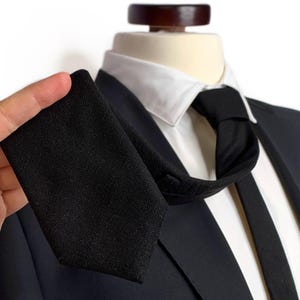 LINEN Black Solid Tie , Black Plain Necktie , Wedding Necktie ,Bow Tie , Suspenders , Pocket square , Kids tie and bow tie