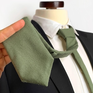 OLIVE Green Linen Tie , Martini Olive Wedding Necktie , Groomsmen Ties , Bow Tie , Suspenders , Pocket square , Kids tie and bow tie