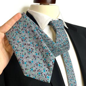 GREY Liberty Floral Necktie , Rustic Wild flower Tie, Wedding Necktie ,Bow Tie , Suspenders , Pocket square , Kids tie and bow tie