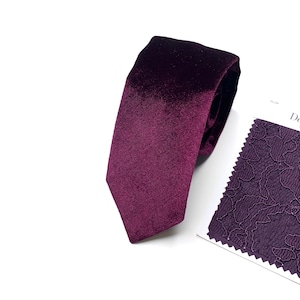 VELVET PLUM Necktie , Dark Purple Velvet Tie, Grape Wedding Velvet Necktie , Bow Tie , Suspenders , Pocket square , Kids tie and bow tie
