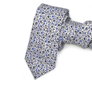 Liberty Navy Blue Floral Necktie , Rustic Wild flower Tie, Wedding Necktie ,Bow Tie , Suspenders , Pocket square , Kids tie and bow tie