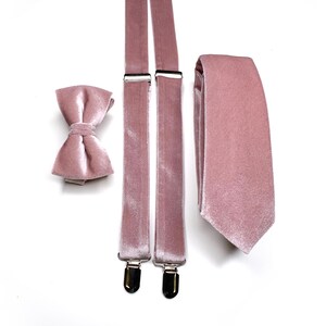 VELVET DUSTY ROSE Tie , Rose Gold Velvet Necktie , Wedding Velvet Necktie , Bow Tie , Suspenders , Pocket square , Kids tie and bow tie