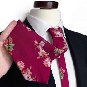 Burgundy Floral Necktie , Maroon floral Tie, Wedding Necktie , Bow Tie , Suspenders , Pocket square , Kids tie and bow tie