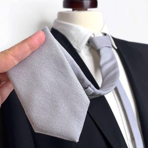 GREY Linen Tie , Grey Wedding Necktie , Groomsmen Ties , Bow Tie , Suspenders , Pocket square , Kids tie and bow tie