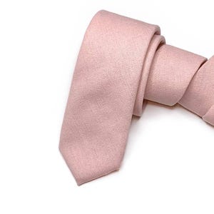 Dusty Pink Linen Necktie , Rose Pink Skinny Men&#39;s Wedding Tie, Groomsmen Tie, David&#39;s Bridal , Wedding Gift, HandMade, Personalization