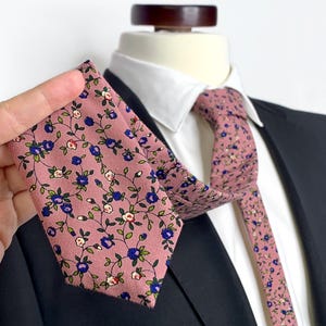 Desert Coral Liberty Floral Necktie , Rustic Wild flower Tie, Wedding Necktie ,Bow Tie , Suspenders , Pocket square , Kids tie and bow tie