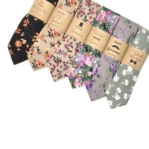 Floral Ties SET , Rustic Wedding Tie , Boho Wedding, Beige Floral Tie, Sage Floral Tie, Rose Floral Tie , Groomsmen Gift