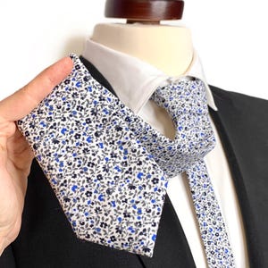 Navy Blue Liberty Floral Necktie , Rustic Wild flower Tie, Wedding Necktie ,Bow Tie , Suspenders , Pocket square , Kids tie and bow tie
