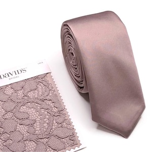 SILK Biscotti Necktie , Beige Taupe Skinny Men&#39;s Wedding Silk Tie, Groomsmen Tie, David&#39;s Bridal , Wedding Gift, HandMade, Personalization
