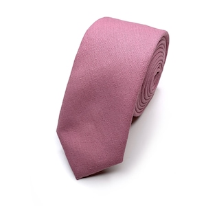 DUSTY ROSE Linen Tie , Mauve Wedding Necktie ,Groomsmen Ties , Bow Tie , Suspenders , Pocket square , Kids tie and bow tie
