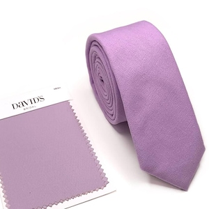 IRIS linnen magere trouwstropdas voor heren, lavendelstropdas, stropdas lila bruidsjonkers, David&#39;s Bridal, huwelijkscadeau, handgemaakt, personalisatie