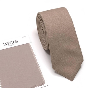 LINEN Biscottie Tie, Beige Taupe Skinny Men&#39;s Wedding Tie, Groomsmen Tie, David&#39;s Bridal , Wedding Gift, HandMade, Personalization