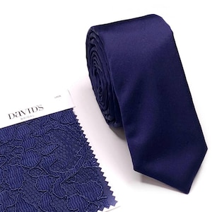 SILK Navy Blue Tie , Marine Skinny Men&#39;s Wedding Tie, Groomsmen Tie, David&#39;s Bridal , Wedding Gift, HandMade, Personalization