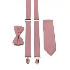 QUARTZ Linen Necktie , Dusty Mauve Wedding Tie, Groomsmen Ties , Bow Tie , Suspenders , Pocket square , Kids tie and bow tie