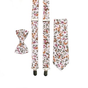 Wilde Blume Gebrannte Orange und dunkelgrüne Krawatte, Rostorange und Cognac-Braun Hochzeitskrawatte, Sedona Blumenkrawatte, Terrakotta Blumenkrawatte, Krawatten