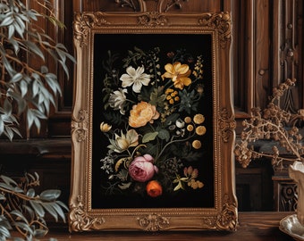 Dark Floral Giclée Print – Vintage Gothic Botanical Wall Art