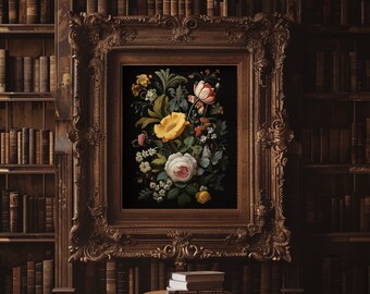 Dark Academia Floral Giclée Print, Moody Botanical Art (Unframed)