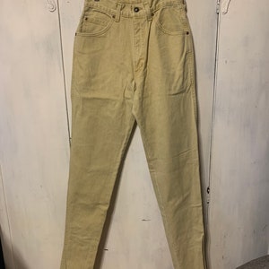 Vintage Jeans Size4 long Landsend high waist pale yellow color