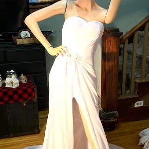 Robe de mariée blanche, Corset sans bretelles Ruché Drapé Fente devant